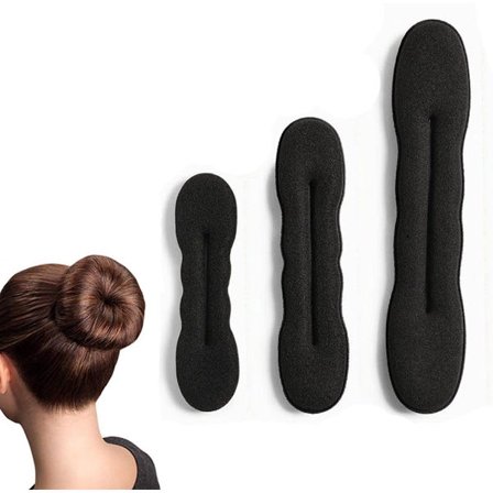 3x Magic Hårknold Værktøj - Hårstyling Tilbehør - Hårprodukter - Hårelastikker - Sort - 3 Størrelser