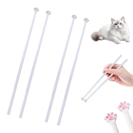 2 par katt tass ätpinnar, katt tass ätpinnar, ätpinnar med katt tassar, återanvändbara ätpinnar för fest, kök, restaurang, rolig ätpinne present