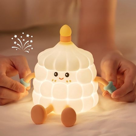 Fødselsdagskage Natlampe, Silikone Natlampe, Dæmpbar, 30-Minutters Timer, Genopladelig LED Natlampe, Børn & Babyer