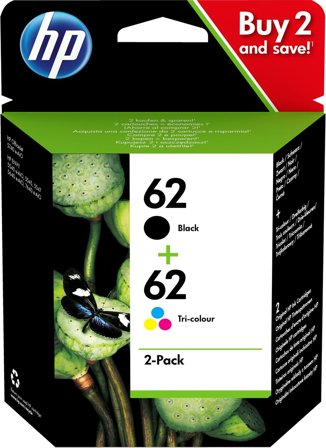 HP 62 2-pack svart/trefärg original bläckpatron, 889894508881