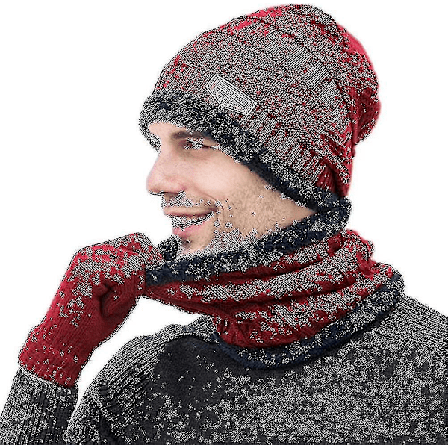 Talvi Neulepipo Kaulahuivin Ja Kosketusn ytt hanskojen Sarja Miehille