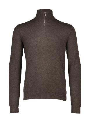 Lindbergh Ecovero half zip L/S knit Överdelar Herr Brun L
