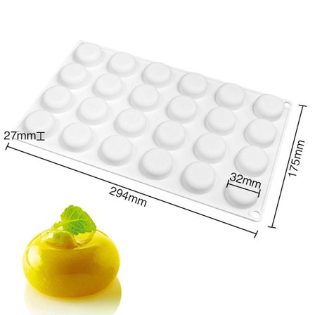 3D halvkule silikon kakeform 24 CAVITY 24 CAVITY