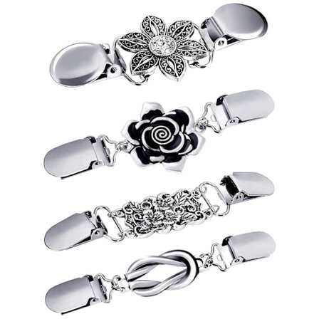 4 Stycken Vintage Tröjkofta Sjal Clips Retro Kofta Clips Klänningsskjorta Brosch Clips för Kvinnor Flickor.pa