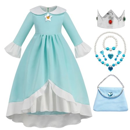 Daisy Princess -mekko tytöille, sarjakuvaelokuva Cosplay-asu kesäksi, oranssit juhla-asut lapsille 2–10-vuotiaille, Halloween-naamiaisasut Rosalina-