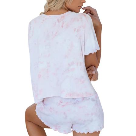 2st Pyjamas Suit Print T-shirt Sovkläder Kvinna Sommar Nattkläder