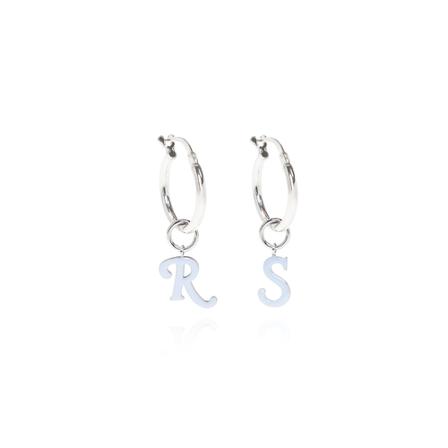 Raf Simons, Earrings with logo Grijs, Dames, Maat:ONE Size,Zilver
