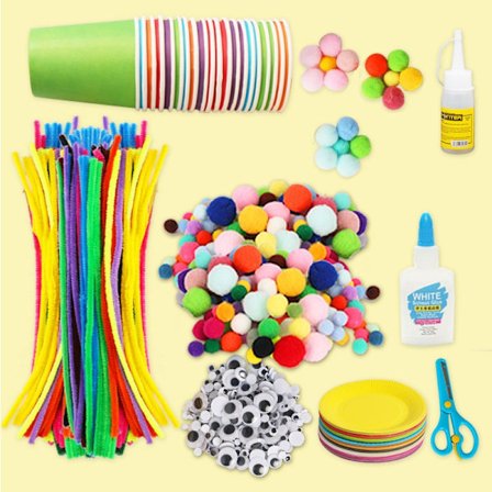 Piberensere Håndværkssæt, Piberensere Pom Pom Stængler og Googly Øjne til DIY Kunstforsyninger