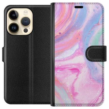 Yhteensopiva Lompakkokotelo Apple Apple iPhone 15 Pro Abstrakti pastellin värinen marmoritaide, jossa on nestemäinen akryyli vaikutus pinkissä, sin