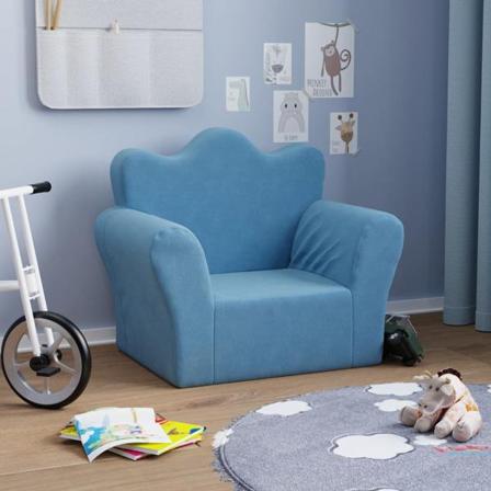 Vidaxl Barnsoffa Blå Mjuk Plysch Blå