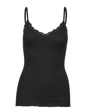 Organic Strap Top W/Lace Black Rosemunde