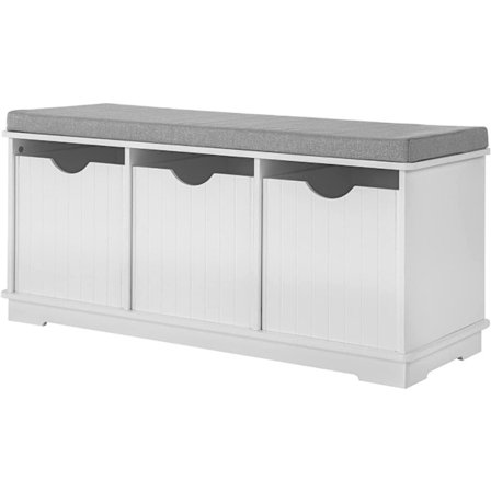 Rootz opbevaringsbænk med 3 skuffer og aftagelig sædehynde - Skoopbevaringsskab - hvid