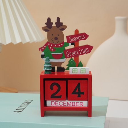 Juledekorasjoner kalender i tre, mini skrivebordsdekorasjoner, barneleker, julegaver, juletre