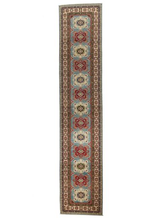 Tapis D'orient Kazak Fine 81X399 De Couloir Marron/Noir (Laine, Afghanistan)