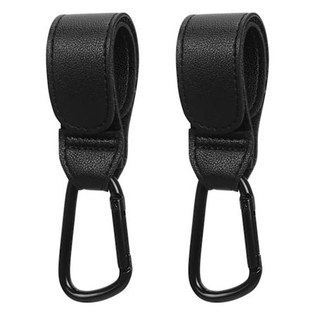 2-pack läderkrokar för barnvagn, blöjväskkrok, multifunktionell krok