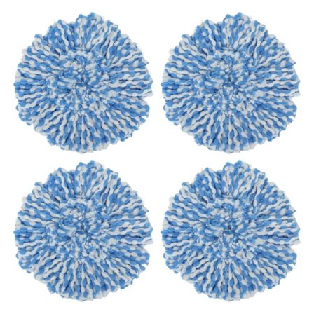 4 st Mikrofiber Triangulära Mopp Ersättningshuvuden 360 Graders Snurr för Golvrengöring Blå Vit
