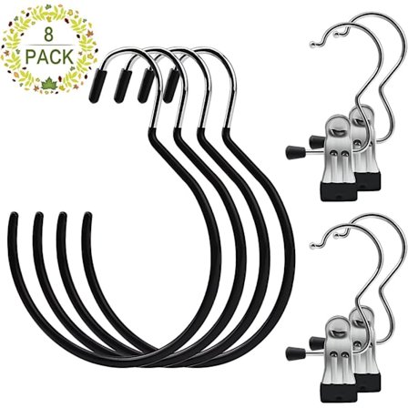 8 st Scarf Hanger, Scarf Holder Tie Hanger Scarf Hanger Rings Scarf Storage Tie Holder Scarf Holder För Scarves Ties Belts Hat (svart)