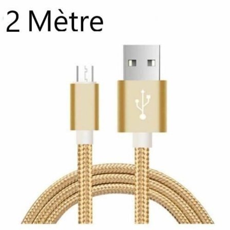KABEL FÖR SAMSUNG A10 S6 S7 J4 Plus J5 J6 J7 A6 MICRO USB Snabbladdare Guld Färg 2M