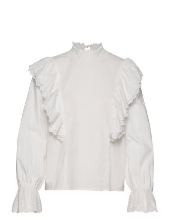 Vitinka L/S High Neck Shirt Bluse Langærmet Hvid Vila