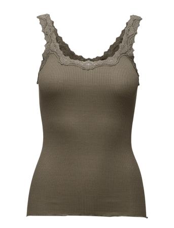 Silk Top W/ Lace T-shirts & Tops Sleeveless Grön Rosemunde