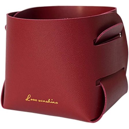 Liten PU Lær Firkantet Oppbevaringsboks DIY Skrivebord Oppbevaringsboks Hjem