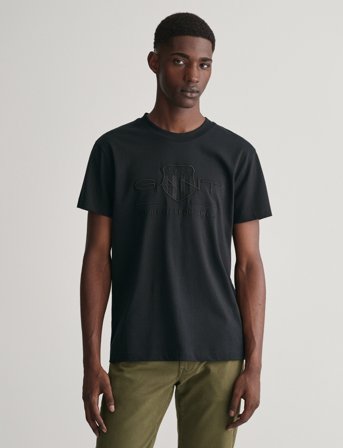GANT Reg Tonal Shield Ss T-Shirt - Black - S