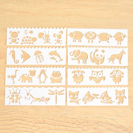 8st Letter Wave Djurformad DIY Craft Hollow Layering Stenci