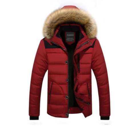 Vinter Løs Herre Tykkere Varm Casual Bomuldsjakke Hætte Bomuldstøj Herre Bomuldsjakke Herre Rød Rød L