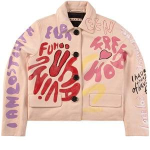 Kids - Marni Pink Graphic Print Jacket - Coats and jackets - 12 years - Pink - Mädchen