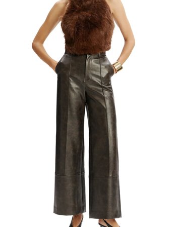 Bardot Marlowe Vegan Leather Pant - Brown - 36