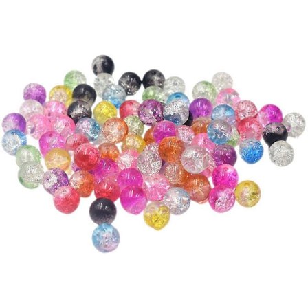 100 stk. krakeleret glasperler med opbevaringsboks, farverige håndværksperler med huller til håndværk