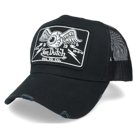 Von Dutch - Zwart trucker Cap - Square Patch Black Trucker @ Hatstore