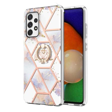 Marble Mønstret Cover med Ring Holder til Samsung Galaxy A73 - Krone Multicolor