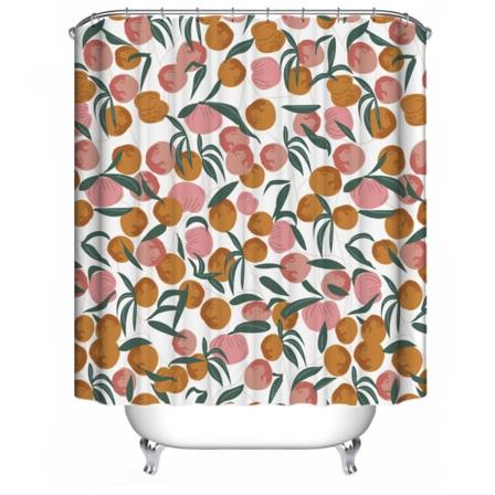 Peach Duschforhæng, Hel Frugtduschforhæng Sød Lys Farverig Design Presenning Badeværelse Duschforhæng