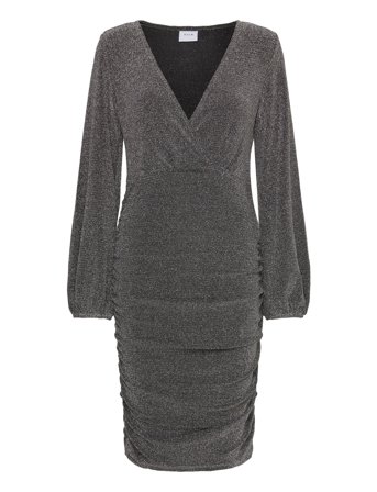 Vila Vicaro L/S V-Neck Midi Dress/Dc/1 - Silver - 34