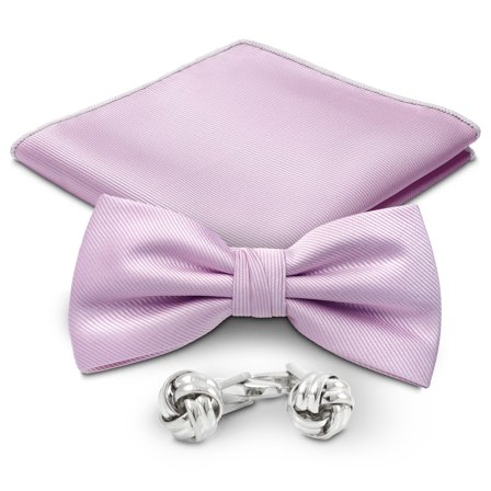 Light Violet and Silver-Tone Suit Accessory Set for Men - Bow Tie Sets