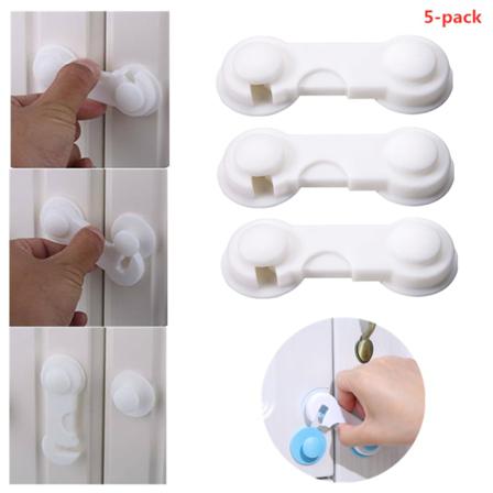 5-pack barnsäkerhetsspärrar starkt vidhäftande låsskydd för lådor White 5pcs