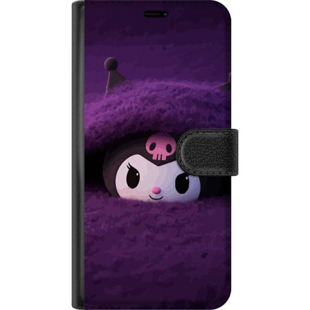 Kompatibelt Lommeboketui til Motorola Edge 40 Pro Kuromi i et lilla fluffete miljø med en mystisk kawaii-design.
