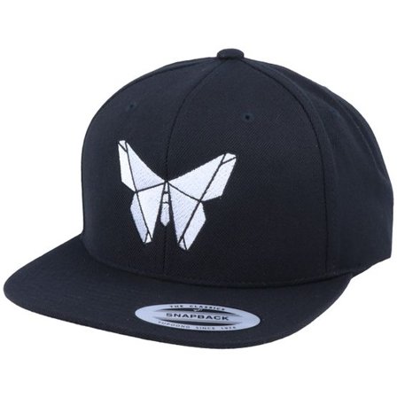 Origami - Svart snapback Keps - White Paper Butterfly Black Snapback @ Hatstore