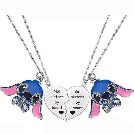 2 stk. halskæder til par Nye Disney Stitch rustfrit stål sølv rosaguld vedhæng elskere par bedste venner smykker gaver [DB]