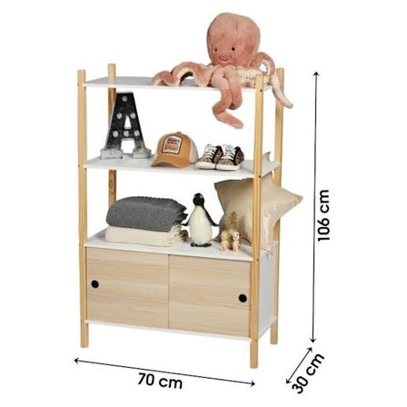 SKABE OPBEVARINGSMØBEL BOGHYLDES KOMMODE MED 2 DØRE OG 2 HYLDERS 70X30XH106CM