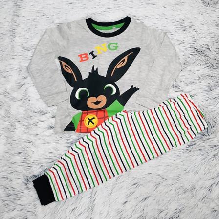 Bing Långärmad Pyjamas Svartrandig 116 Cm