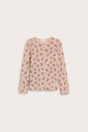 Newbie | Blomstrete topp i merinoull | Rosa