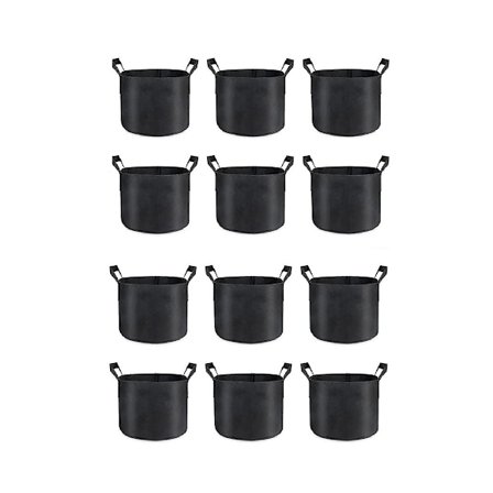 12-pak Grow Bags 5 Gallon, Tykke Stof Planteposer Til Grøntsager, Robuste Håndtag & Forstærkede S