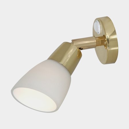 Lampada da lettura, ottone, paralume opale, LED, 12 V, 3 W