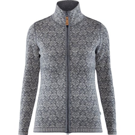 Fjällräven Women's Snow Cardigan in Grey | Size: 2XS, Wool/Leather