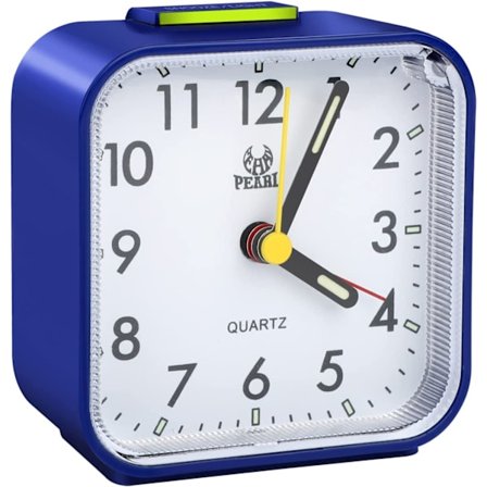 Stille analog alarmklokke, morgenalarmklokke nattbord plast kvarts alarmklokke, liten ikke-tikkende batteridrevet alarmklokke, reisealarmklokke med 