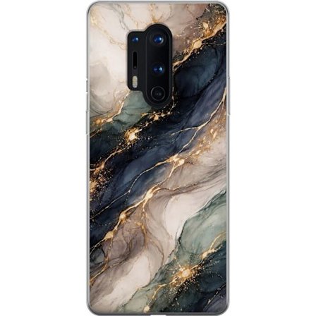 Yhteensopiva Puhelinkuori OnePlus OnePlus 8 Pro Ylellinen abstrakti marmoritaide mustalla, valkoisella ja kullalla elegantteine linjoineen, eksklusiiv