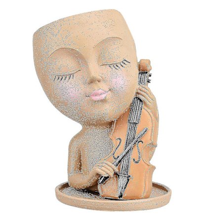 Suloinen naisen kasvojen kukkaruukku sisä- ja ulkokasveille (vaaleanruskea)