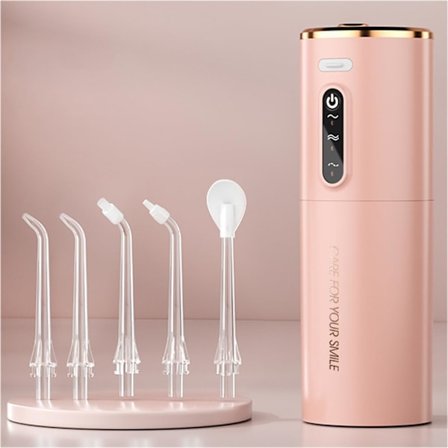 Vandtrådsrenser til tænder - Elektrisk vandtandsrenser, bærbar, trådløs og genopladelig mundskylle med 280 ml vandtank, 1200 mAh batteri